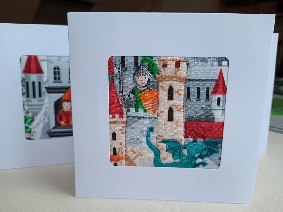 Greeting card for child Knight in tower - blank for any occasion