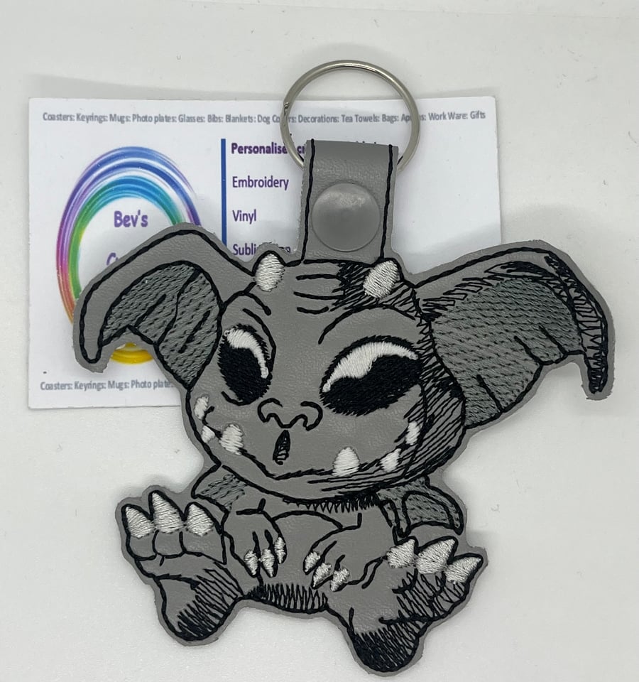 Embroidered Gargoyle Keyring