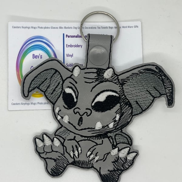 Embroidered Gargoyle Keyring