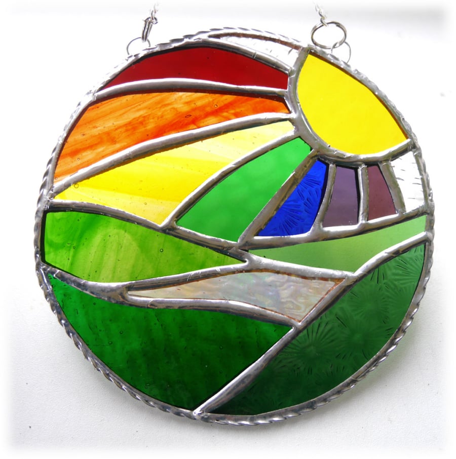 New Day Stained Glass Suncatcher Handmade Rainbow Ring 021