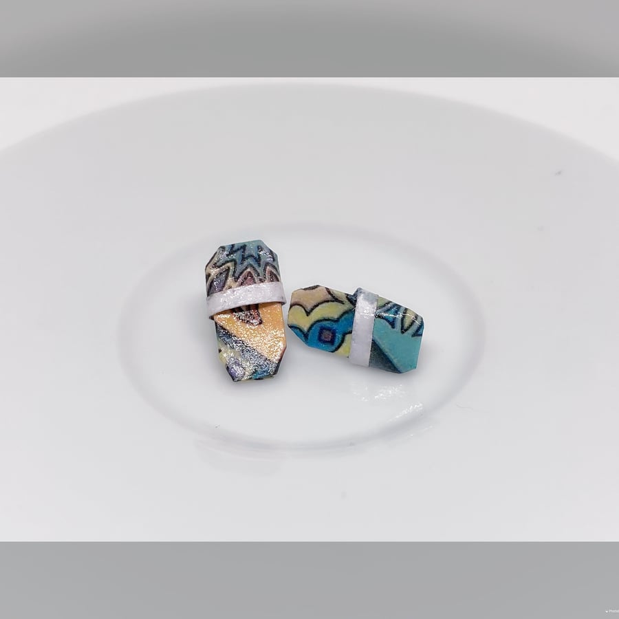 Origami Slippers Earrings, Paper Slippers Earrings, Tiny Stud Earrings, Slippers
