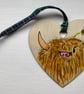 Highland Cow with Straw in her Hair, Hanging Decoration, Bag Tag, Gift Tag - Image 1