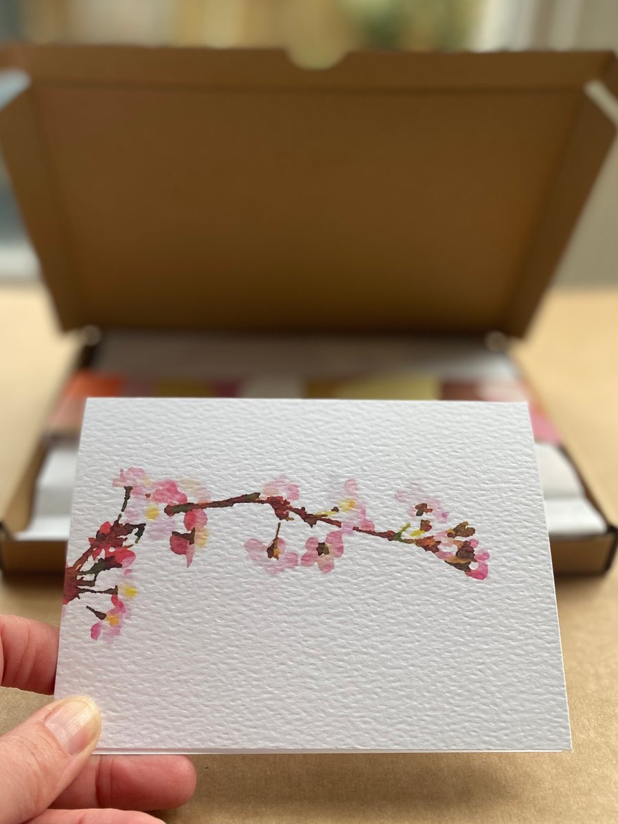 BLOSSOM CHERRY blank card pink garden one (1)