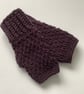 FINGERLESS MITTS , gloves ' Erme Trail '. Soft Wool blend. Dark purple. - Image 2
