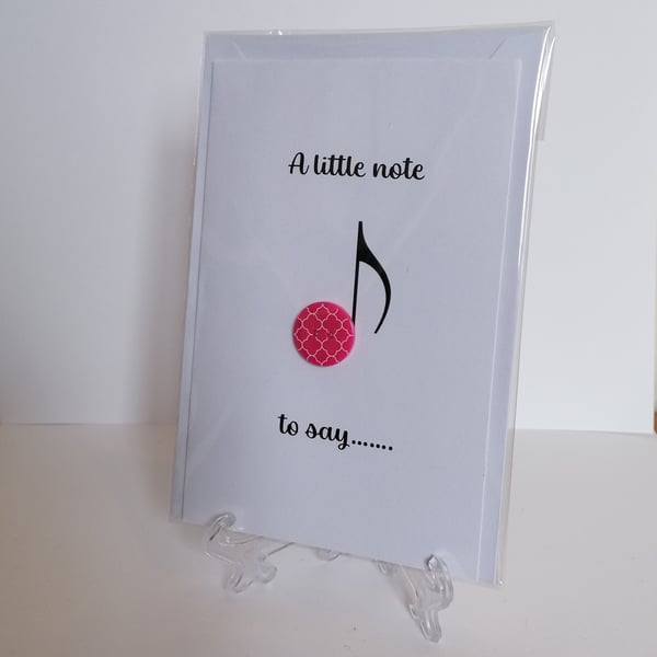 "A little note to say" button blank inside greetings card