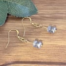Silver Blue and Gold Czech Glass Earrings