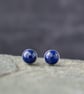 Lapis Lazuli Stud Earrings - Handmade Sterling Silver Studs - Image 2