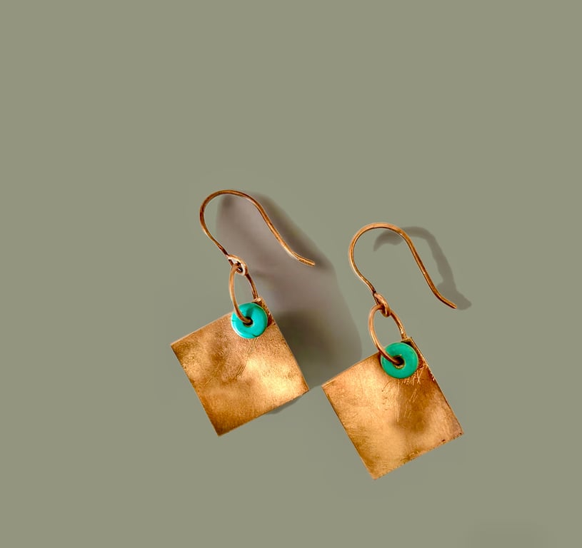 Earrings - Oxidised Inverted Domed Copper 7 Yr Anniversary, Freepost