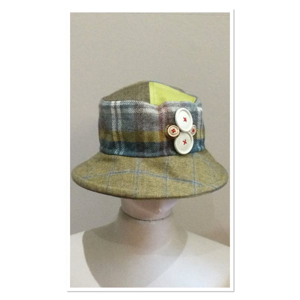 Helen - Wool Bucket Hat Lime & Rust