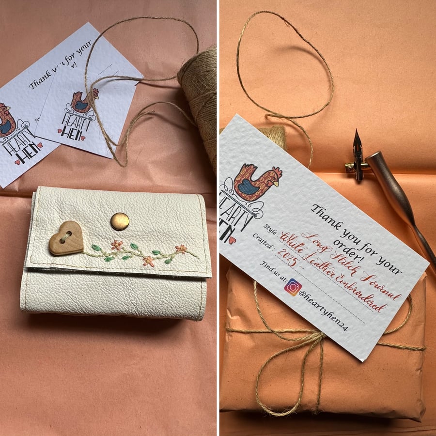 Leather embroidered Long Stitch journal, 108 page, 200 gsm Acid Free paper. 