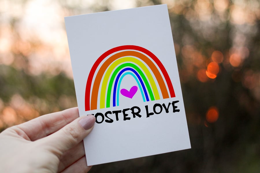 Foster Love Card, Rainbow Foster Carer Card, Foster Dad Card, Foster Mum Card