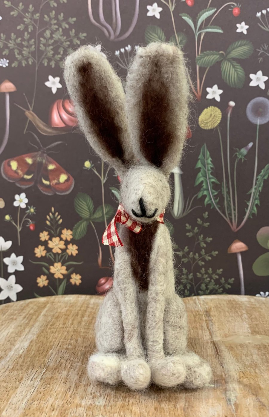 Needle felted upright hare