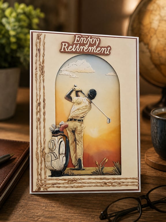 Handmade 3D  Retirement  Card, Keepsake Card, Luxury Departure Card