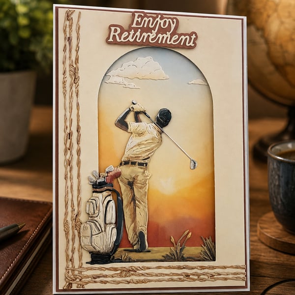 Handmade 3D  Retirement  Card, Keepsake Card, Luxury Departure Card