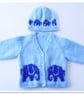 Baby Knitting Pattern for Jacket and matching Hat with Elephants.  Digital - Image 4