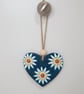 Floral Clay turquoise heart, pretty hanging decoration gift for the home - Image 2