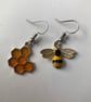Honey bee and honeycomb natural world dangly earrings - Image 3