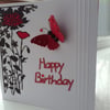 Wild flowers and butterfly birthday card