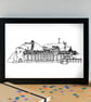 Aberystwyth Landmarks Skyline Art Print - Image 2