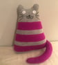 Grey and magenta  handknitted cat - Folksy Christmas 2026 - Image 5