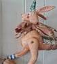 Wall mounted leaping hare with carrot textile art - Image 5