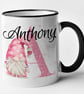 Personalised MALE Pink Gonk initial and name Mug - personalised Valentines Mug - Image 1