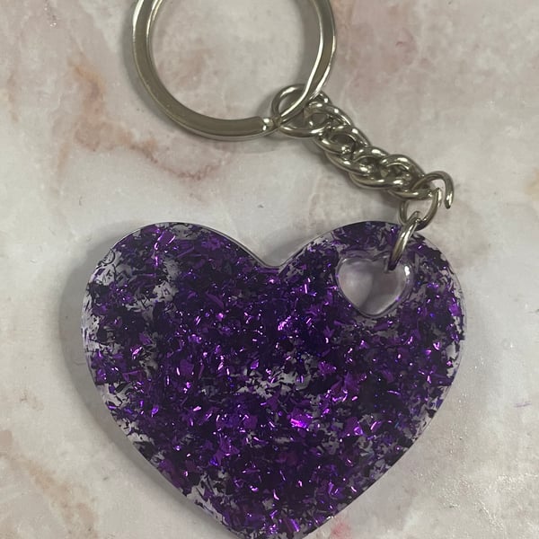 Handmade Resin Purple keyring 
