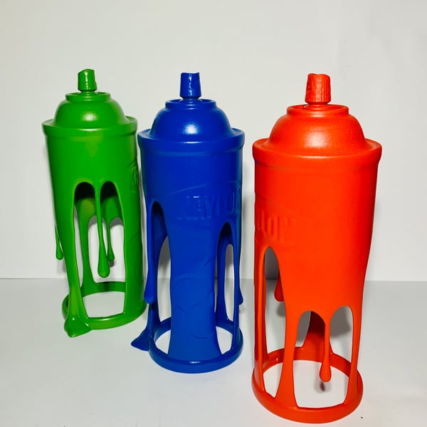 Set of 3 Dripping Krylon Spray Paint Cans Sculpture