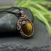Copper Wire Wrapped Tiger's Eye Pendant 