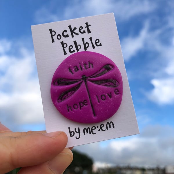 Faith, Hope, Love, Christian Pocket Pebble