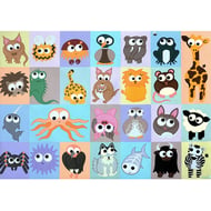 Alphabet of Animals A2 Print - nursery art a to z of cute creatures