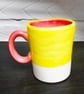 Mug New Pink and Yellow glazed stoneware Ceramic. - Image 1