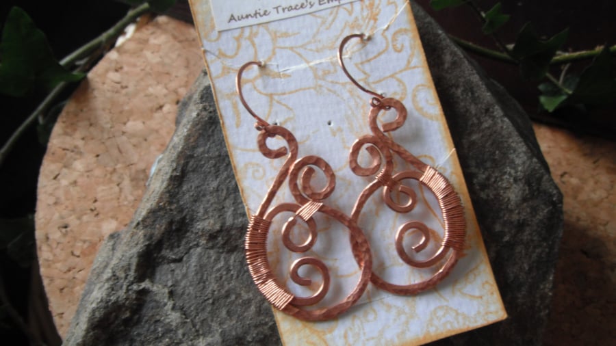 Vintage Style Double Coil Wire Wrapped Copper Earrings