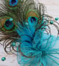 Dark Turquoise Teal Peacock Feather Comb Bridgerton Regency Style  - Image 3