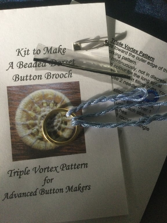 Kit for a Beaded Dorset Button Brooch, Triple Vortex Design BV1