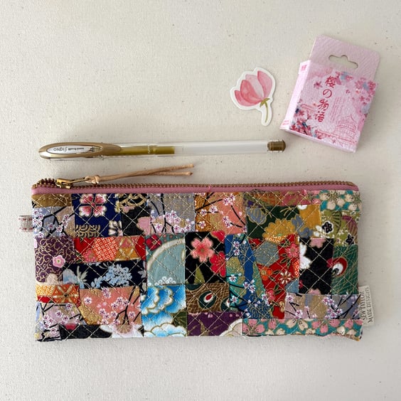 Pencil Case Floral Japanese Fabric Patchwork 