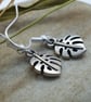 silver plated earrings with cute monsterra plant leaf charms plant lady earrings