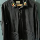 Folk Heavyweight Jacket – Black – Size 5 – Hand-Embroidered, One of a Kind
