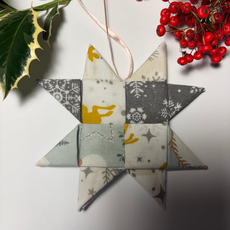 Festive Fabric Christmas Star Decoration