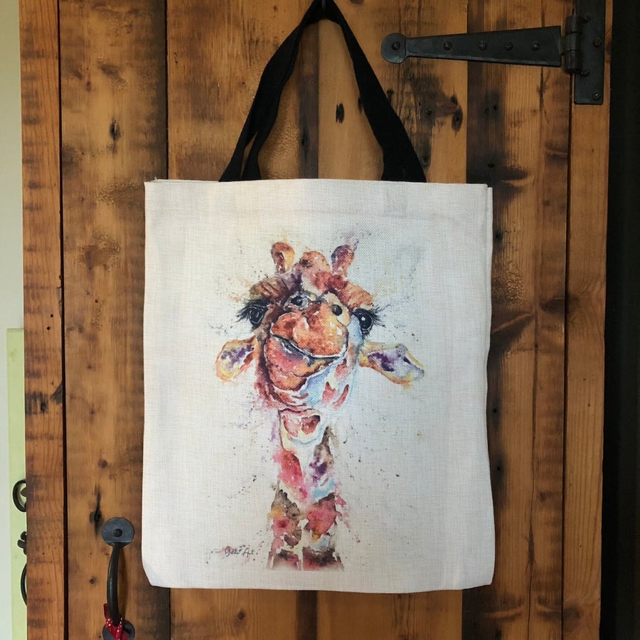 Giraffe Tote Bag, Wildlife Art Print Bag, Choice of 2 Heavy Duty Thick Quality F