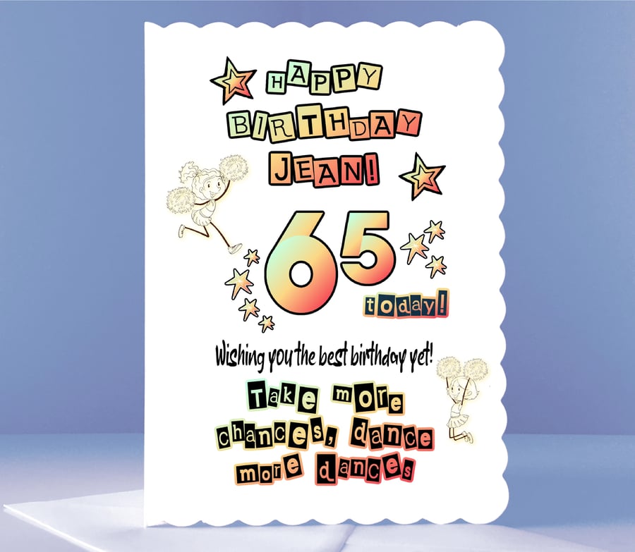 Personalised 65th Birthday Card - Dance More Dances!