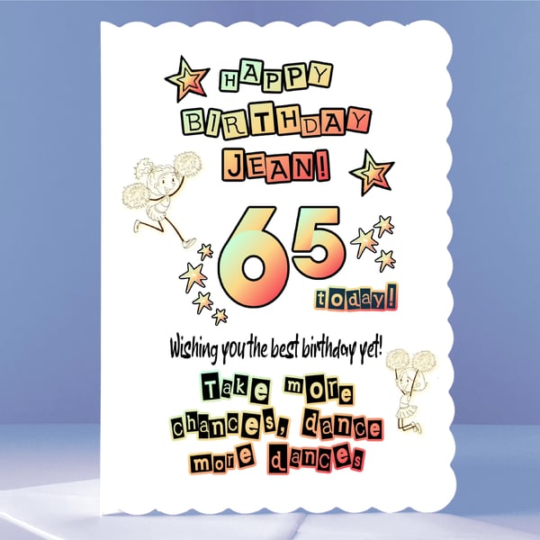 Personalised 65th Birthday Card - Dance More Dances!