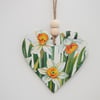 Daffodils clay heart hanging decoration, mothers day gift, spring decor