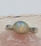 Handmade Silver Ring with White Ethiopian Opal : Size N - Image 8