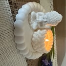 Handmade bubble tray with tea light holder and small Buddha 