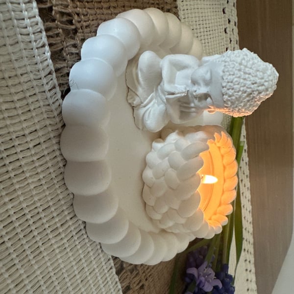 Handmade bubble tray with tea light holder and small Buddha 