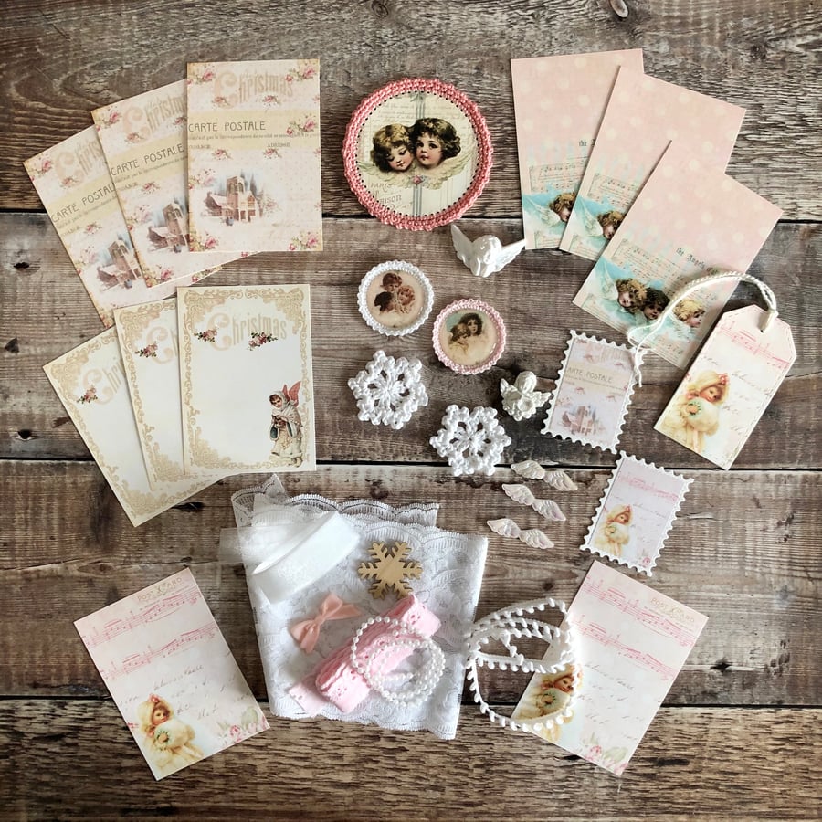 Shabby chic style Christmas Angels kit