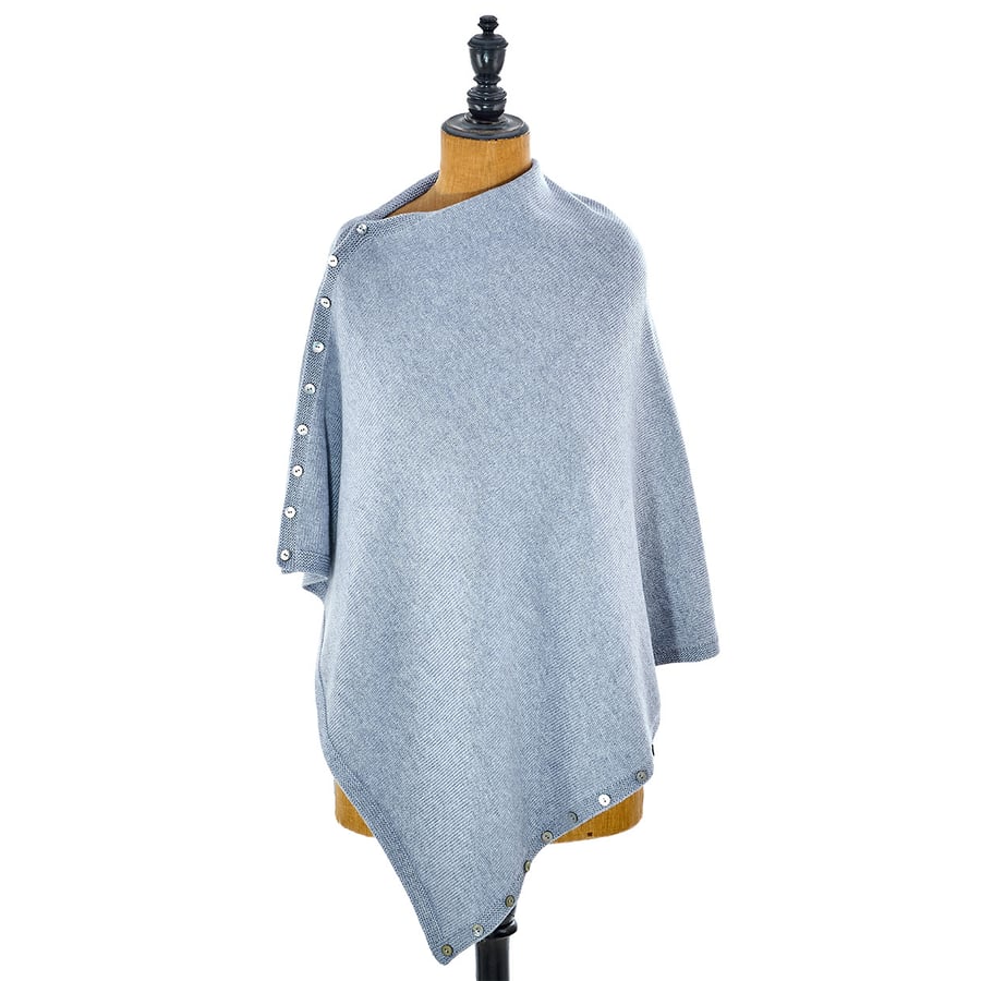 Cashmere, silk and merino lambswool 5-in-1 poncho