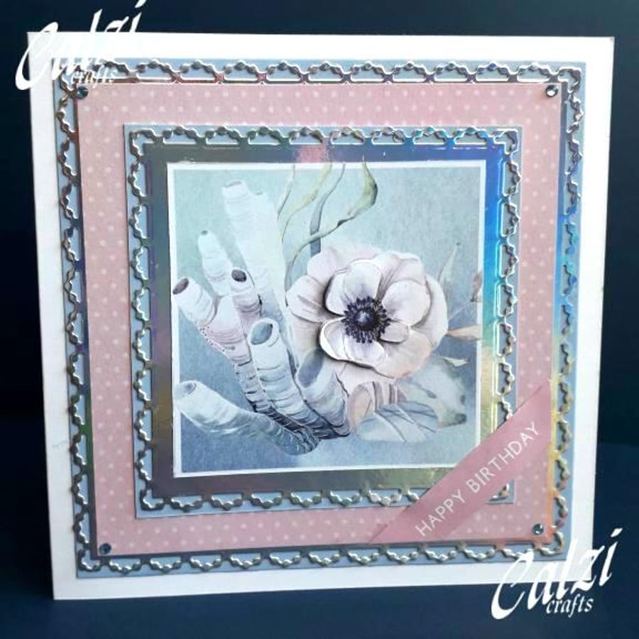 Ocean Sea Anemone Flower Birthday Card