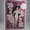 Handmade  Art Deco Lady Birthday Card,Decoupage,3D, Personalise